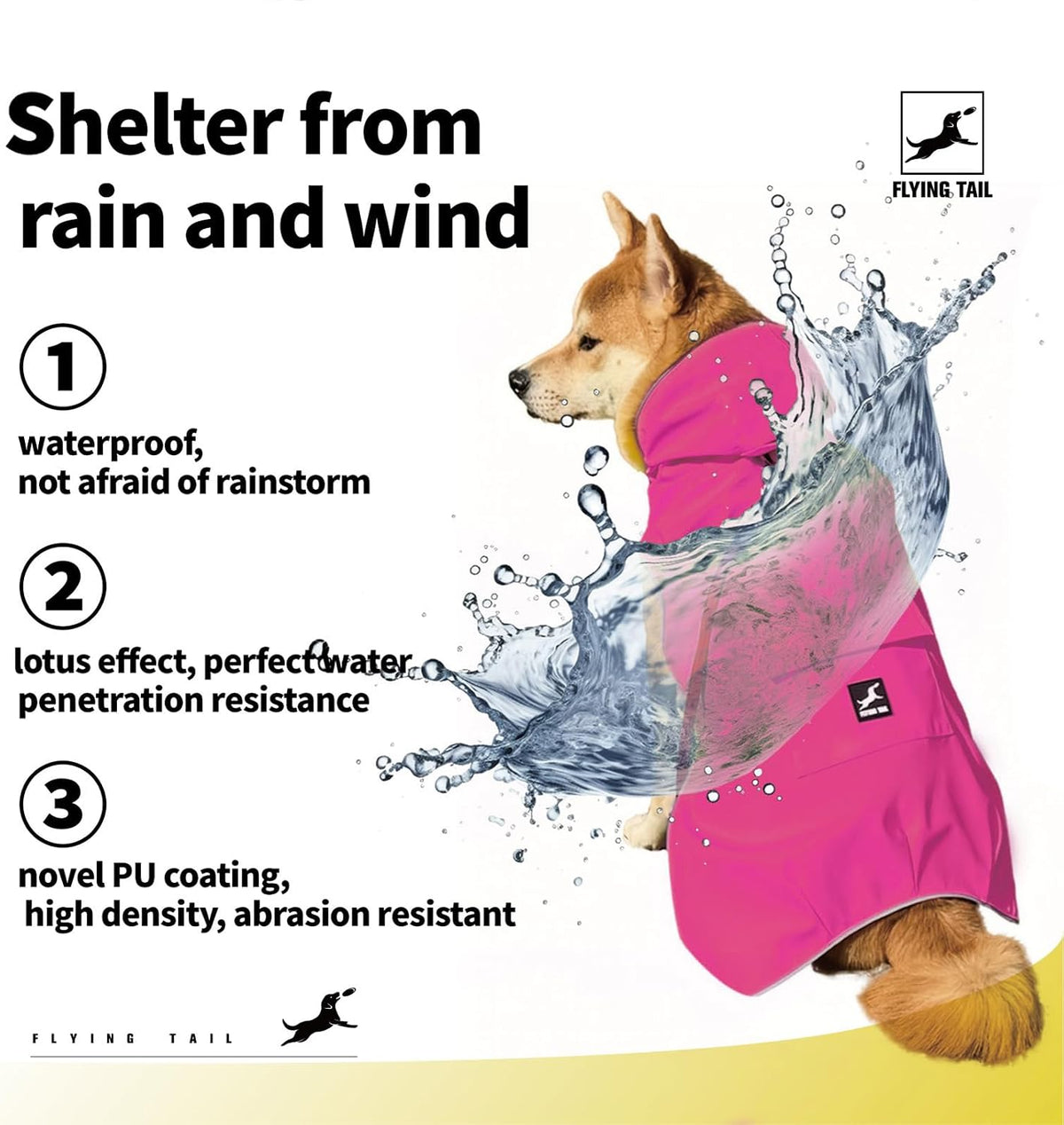 Dog Raincoat Waterproof Reflective Jacket - 3X-Large / Pink - image 3