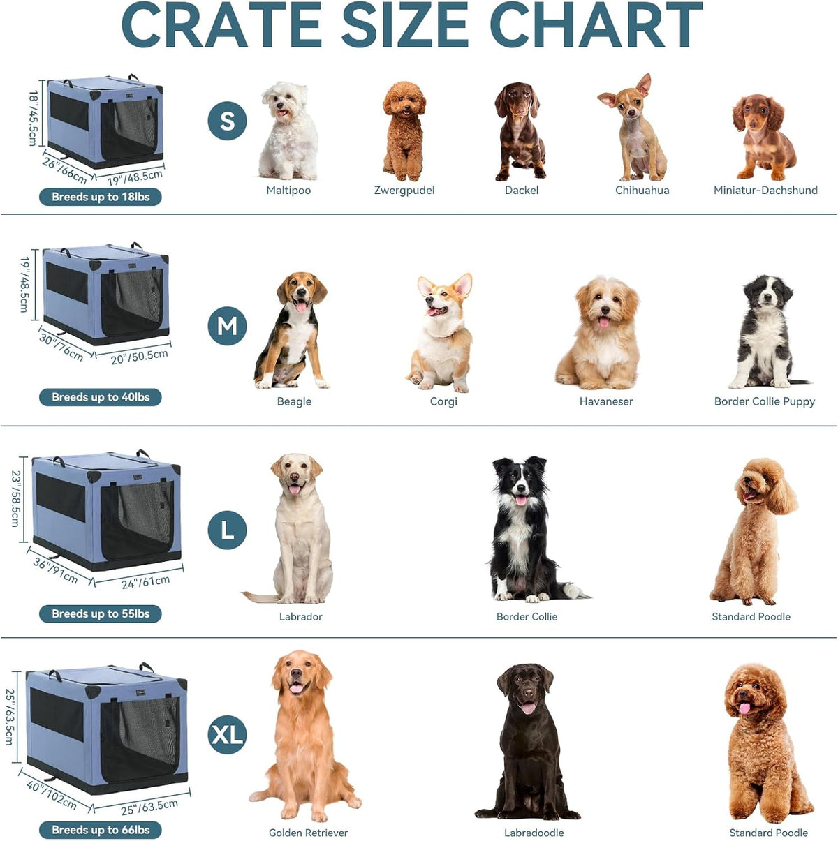 PETSFIT 36" Soft Portable Dog Crate - 40.0"L x 25.0"W x 25.0"H / Blue - image 2