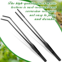 Lasnten 2 Pcs Reptile Feeding Tongs, Long - Black / 15 Inch - image 3