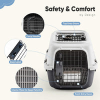 DUMOS 23" Hard-Sided Pet Carrier for Small Pets - White & Black / 22.4"L x 14.6"W x 13.0"H - image 3