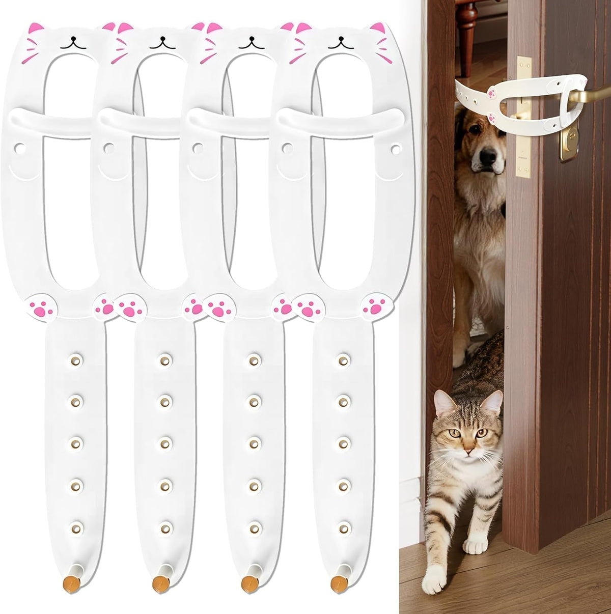 TGIOW Cat Door Latch with Stabilizer, Keep Door Open 2.5-6.5" - 4pcs-white