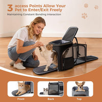 Lekereise Cat Backpack Expandable Pet Carrier Backpack for Small Cats - Black / L-Mesh Window - image 3