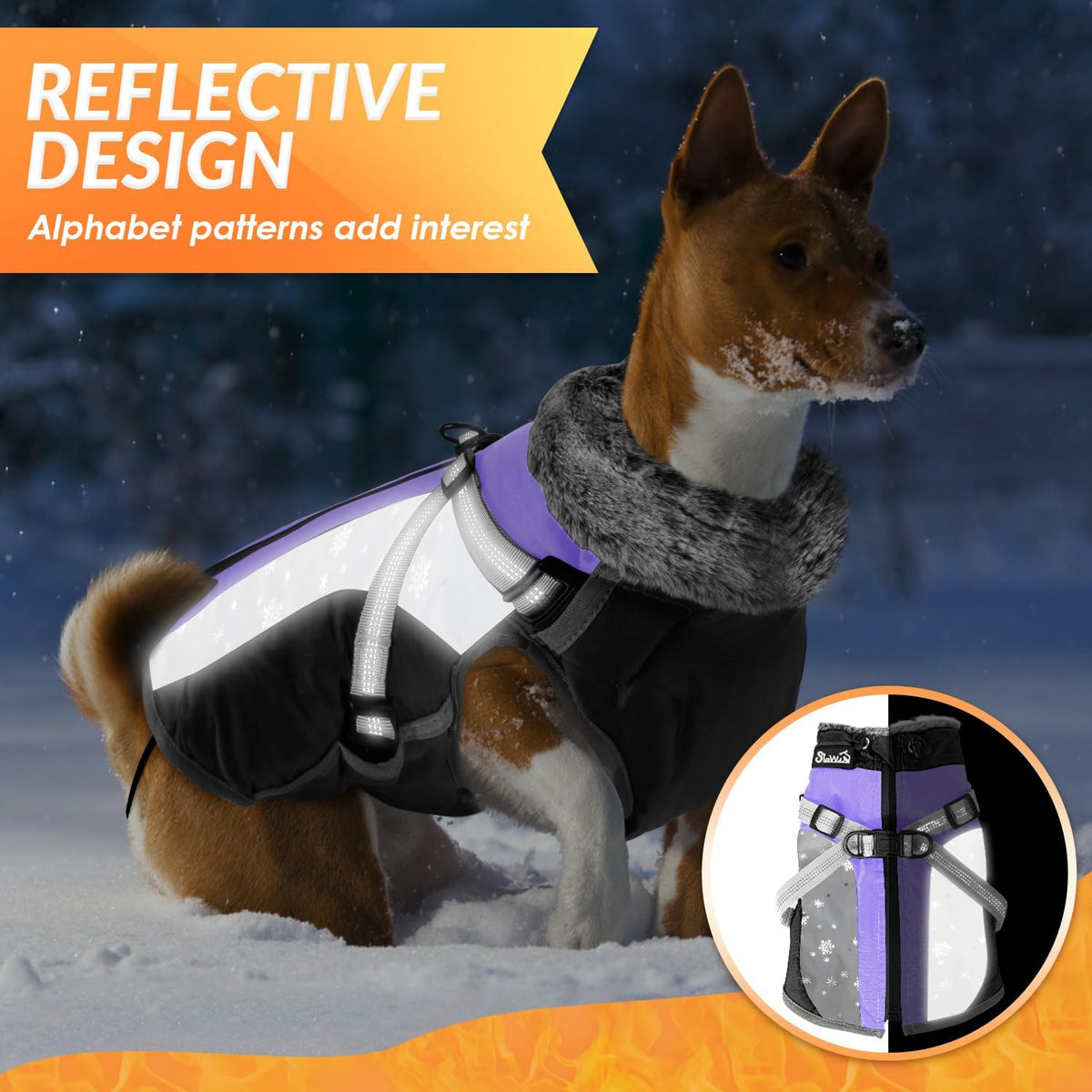 SlowTon Dog Jacket with Harness - Purple & Black / Small (Chest 15.0"-18.0") - image 3