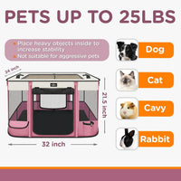 Foldable Pet Kitten Playpen - Pink 03 / Medium(32''×24''×21.5'') - image 3