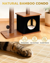 29" Small Cat Tree, Boho Wood Cat Tower with Sisal Scratching Post – Essentials for Cats - Walnut Finish / Medium - image 2