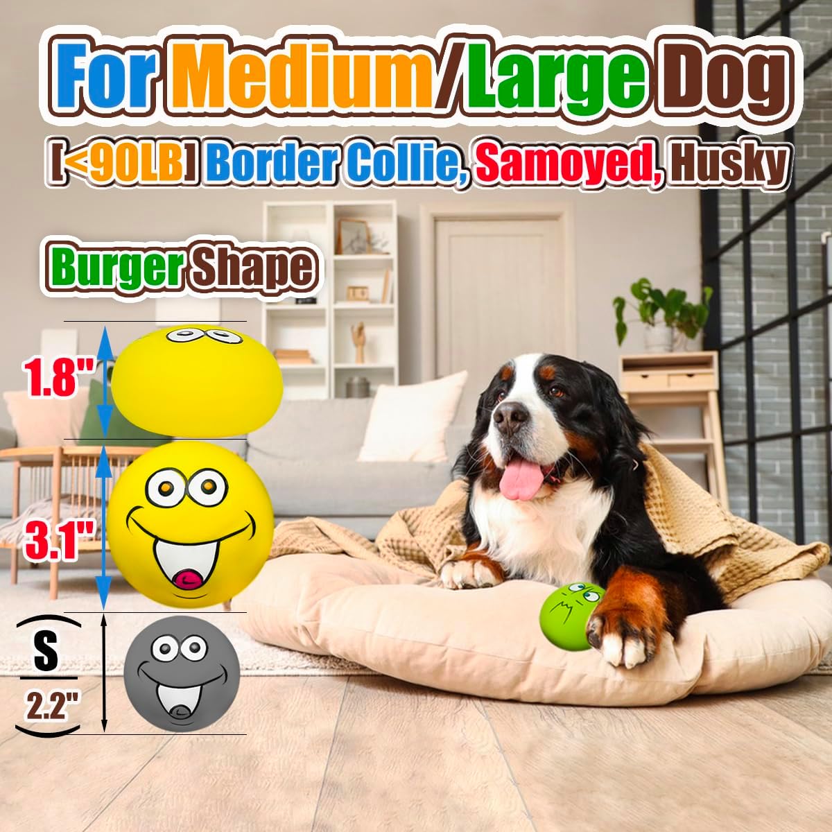 Squeaky Dog Toys for Small Dogs, Mini Breeds - 4 Colors For M/L 3.1" / Large - image 2