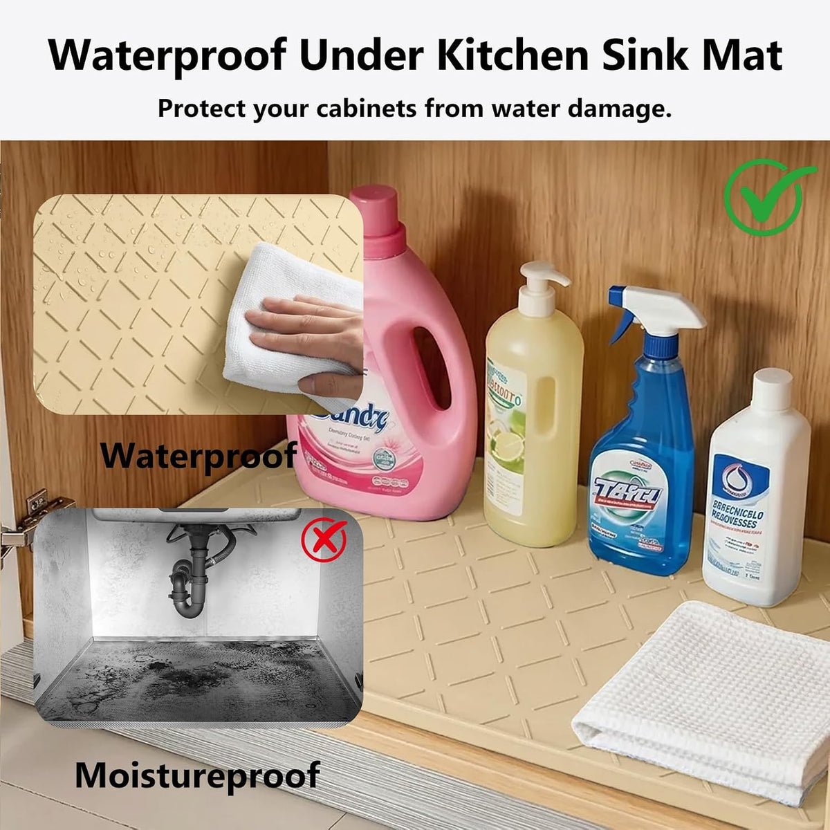 MateeyLife Silicone Waterproof Mat for Dog & Cat Food Mat 19"X12" – Essentials for Dogs - 19''W x 28''L / Khaki - image 4