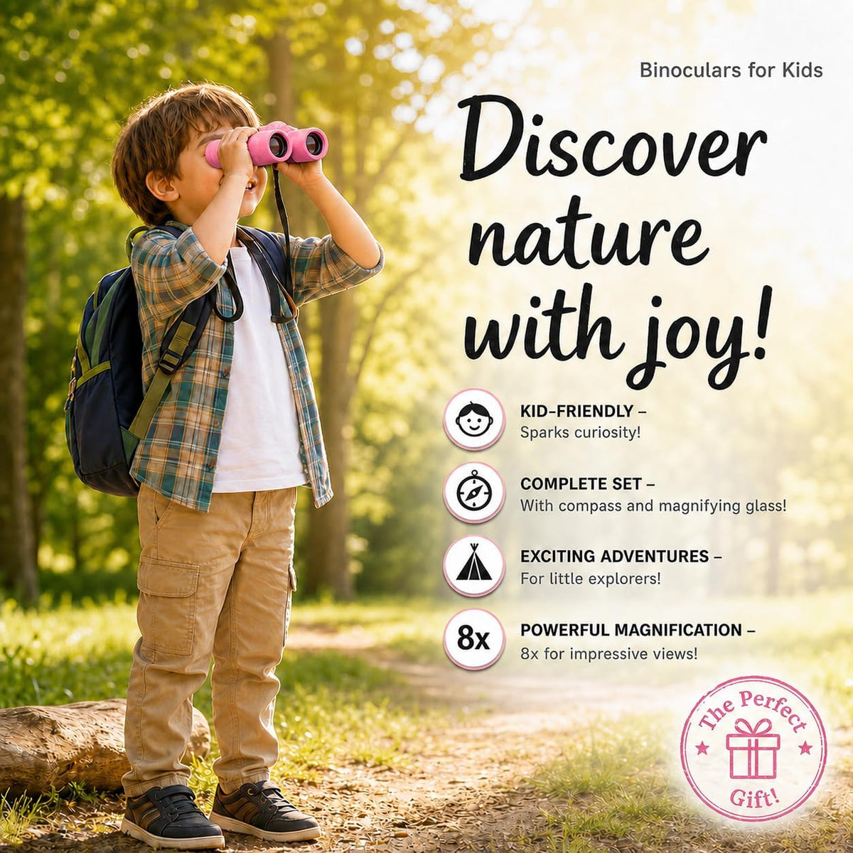 Binoculars for Kids, Perfect Toy for Little Boys and Girls - Pink - image 2