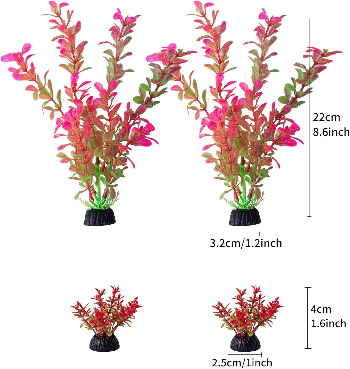 COMSUN 10 Pack Artificial Aquarium Plants - Red / 25 - image 4