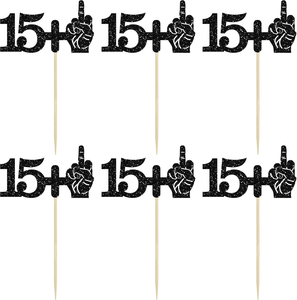 Ephlyn 1Pc 49+1 Black Glitter Cake Topper 50th Birthday Party Cake - 16th-24Pcs / Black - image 3