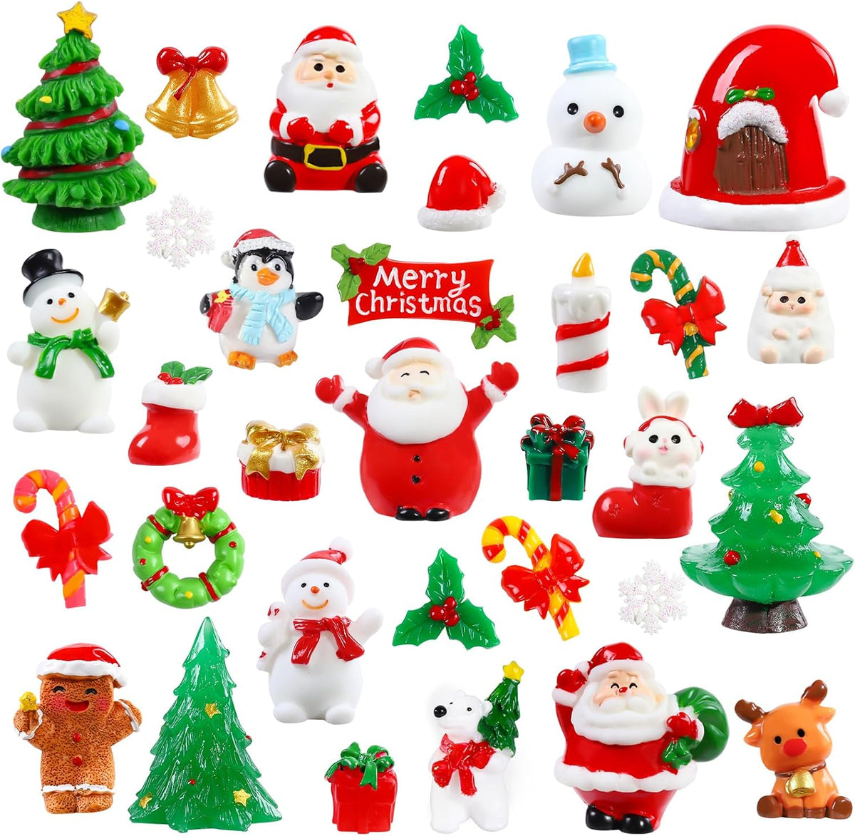 DIYDEC 60PCS Luminous Mini Resin Animals 60 Styles Miniatures Glow - 32Pcs Christmas Miniature Figurines