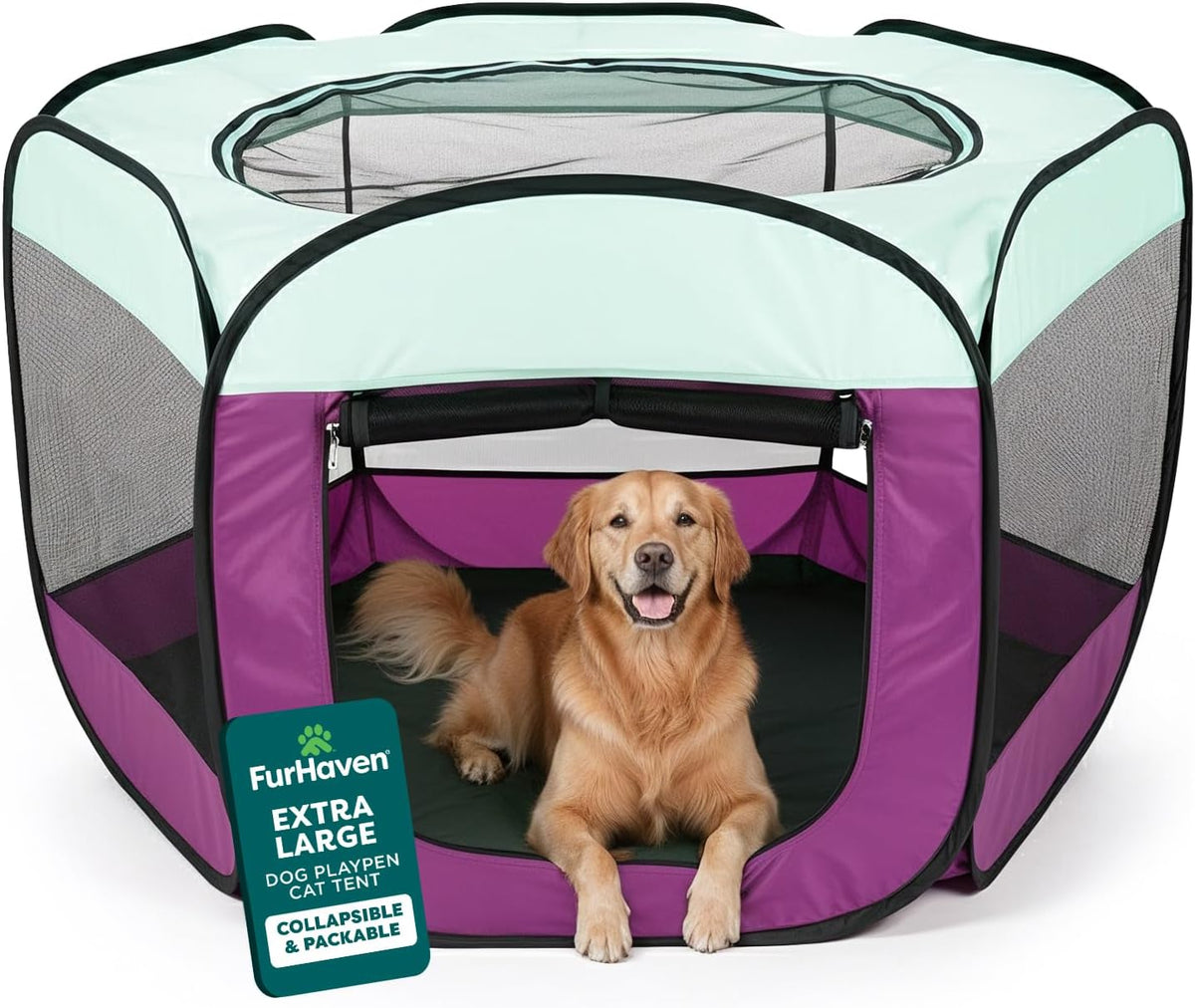 FurHaven Soft-Sided Dog & Cat Playpen - Purple / Extra Large