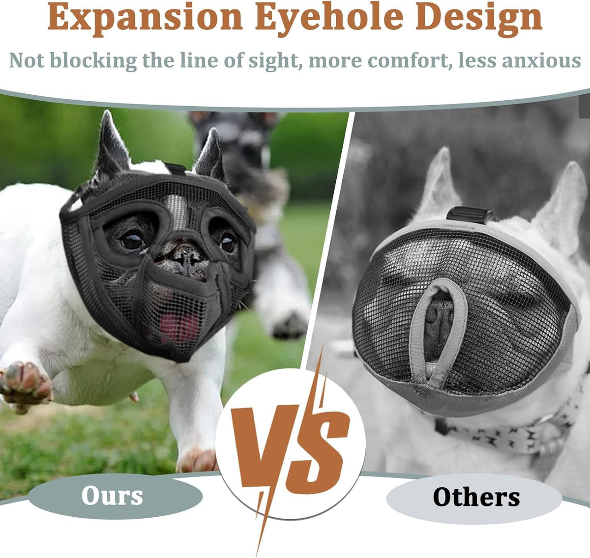 Mesh Short Snout Dog Muzzle with Anti-Eating Design for Frenchie – Essentials for Dogs - Black / L [Head Cir: 20.5"-23"] - image 3