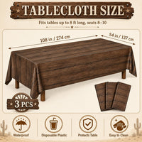 LINHAXM 3 Pack Brown Wood Grain Tablecloths - Western - image 2