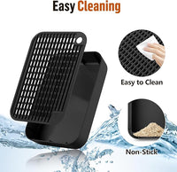 Cat Litter Box Ramp Mat with Filter Function, Cat Step Pedal Stool for Self-Cleaning Litter Box, Easy to Clean, Ideal for Kitten & Elderly Cats (Black)