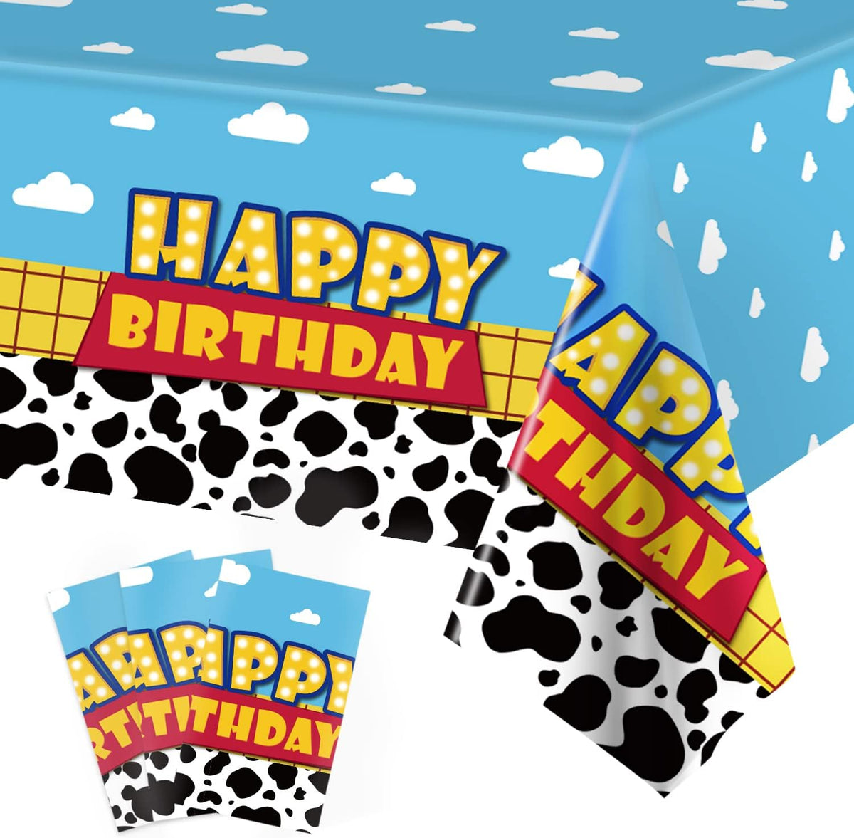 Ragnhild 3 Pack Cow Print Birthday Party Supplies Cow Pattern Printed - Blue / 3