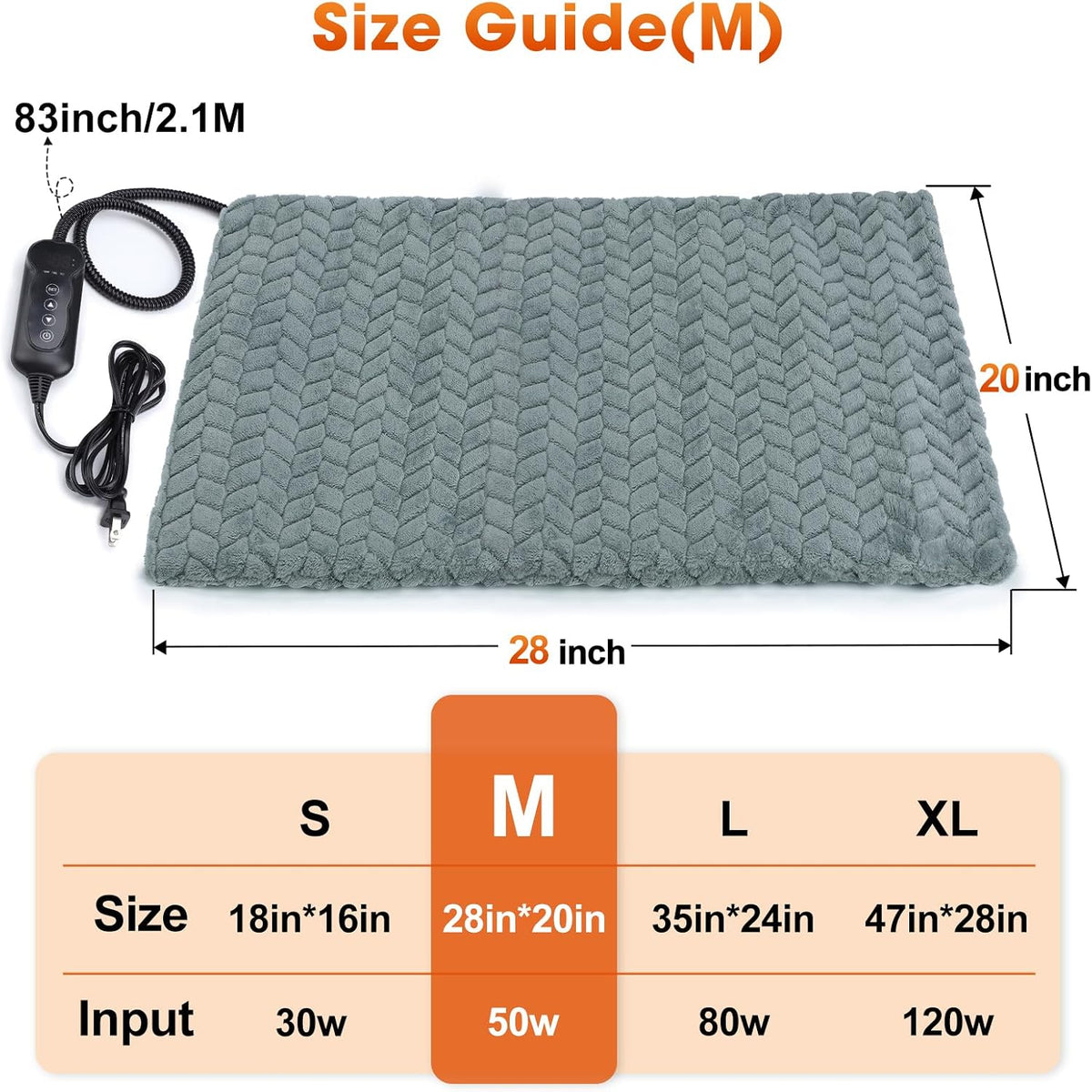 Heated Cat Bed, Waterproof Cat Heating Pad with Timer Temperature Adjustable, Indoor Heated - Grey / Medium(28"x20") - image 2
