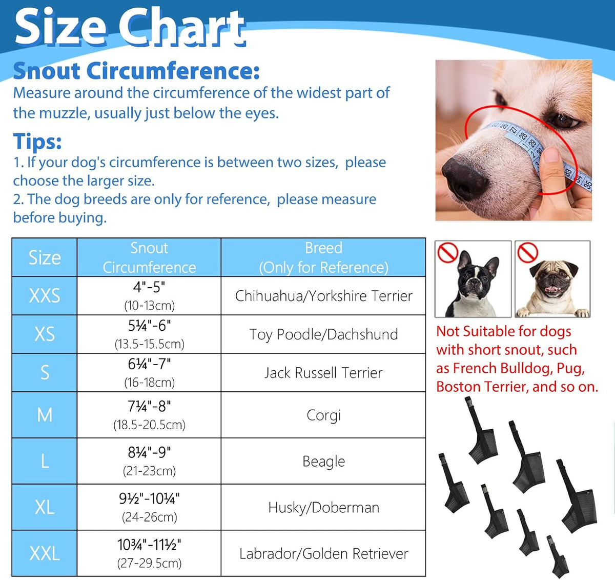 Mesh Dog Muzzle Suits for Small Medium Large Dogs Dog Muzzle Set – Essentials for Dogs - Black / Full Size 7 PCS(XXS-XXL) - image 2