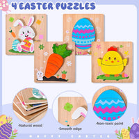 4 Pack Halloween Wooden Puzzles for Kids Jigsaw Puzzles Halloween - Easter - image 4