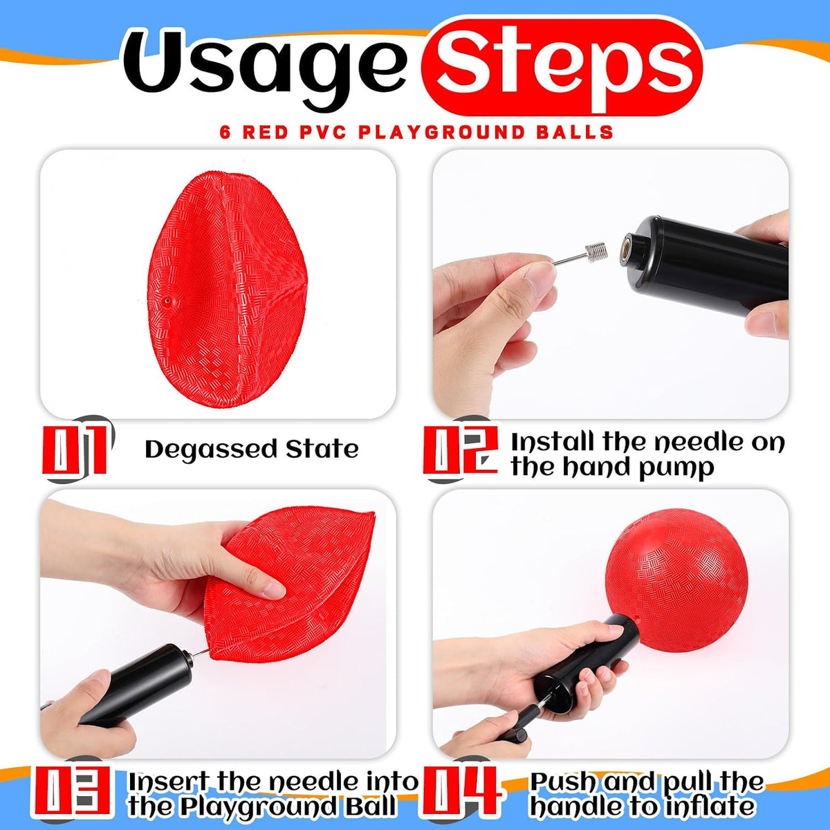 Hiboom kickball set with four 10 inch red balls, rubber bases and air pump - view 14