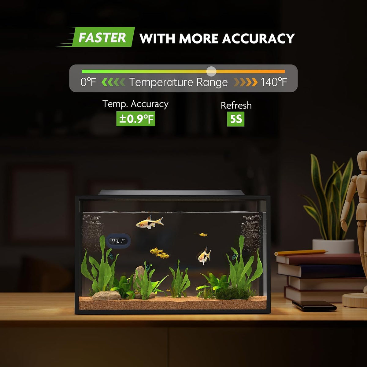 PAIZOO LED Aquarium Thermometer Digital Highly Accurate Replaceable - White Display - image 3