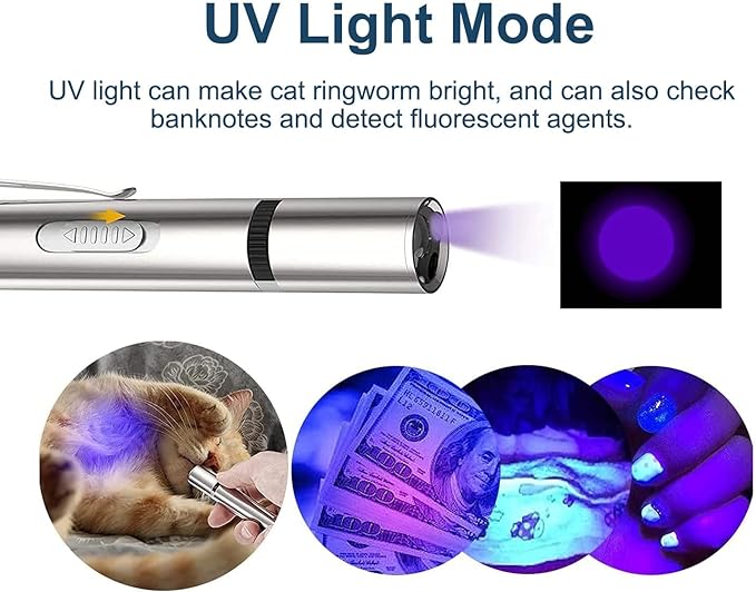 Cat Toys Laser Pointer for Indoor, Rechargeable, 7 Adjustable Wand Red Light Pet Interactive Cat Mouse Toys to Keep Busyfor Kitten Dog Chase Play