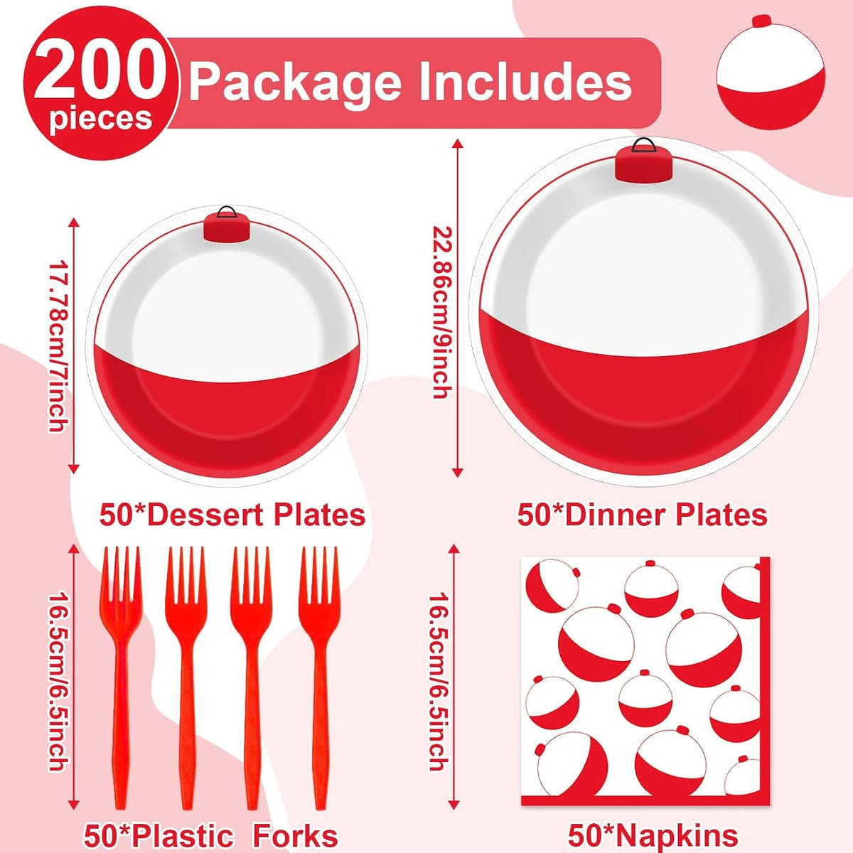 CHUNNIN 200 PCS Gone Fishing Party Plates Napkins Fishing Tableware - Gone Fishing - image 2