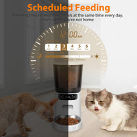 Automatic Cat Feeder, Cat Food Dispenser with Stainless Steel Bowl, Timed Portion Control 20 - White - image 2