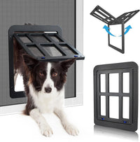 Dog Door for Screen Door, Cat Door Screen Small Dog Door Insert for Sliding Door Easy Install - 11.2" x 14.4" Black Large