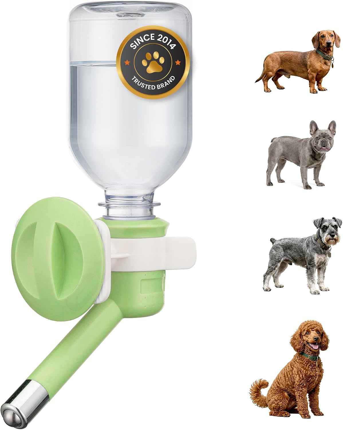 Choco Nose Patented No-Drip Dog Water Bottle/Feeder for Dogs/Cats - C590 Apple Green / Small Sized Dogs and Cats-10.2 fl.oz