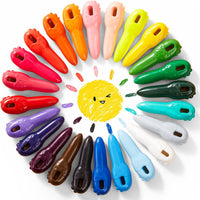 Mess Free Beeswax Crayons for Toddlers, Washable Jumbo Crayons - 24 Colors