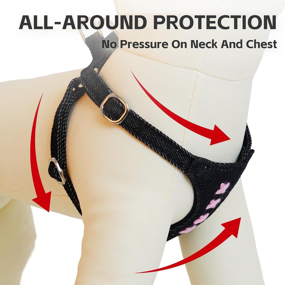 Puppytie XS Dog Harness and Leash Set, Denim Brown, XS – Essentials for Dogs - cross-denim black / XXS(2.2-6lb) - image 4