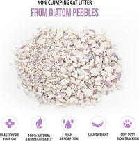 Skoon All Natural Cat Litter (2 Bags) - Lavender - Lightweight, Low Tracking, Non-Clumping Diatom Pebbles Absorb, Lock, and Seal Waste for Best Odor Control