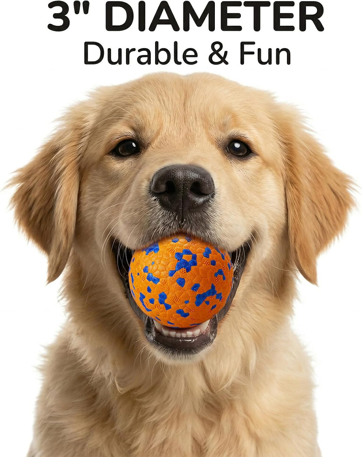Dog Balls, Indestructible Dog Tennis Balls for Aggressive Chewers – Essentials for Dogs - Blue & Orange (2-Pack) / Medium (3" diameter) - image 4