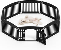 DUMOS Plastic Dog Playpen - Black / 8 Panel / 24 Inch