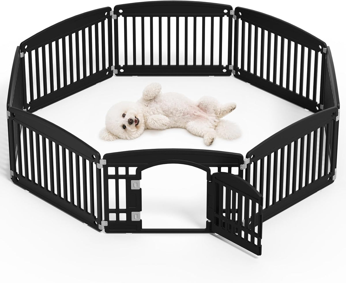 DUMOS Plastic Dog Playpen - Black / 8 Panel / 24 Inch