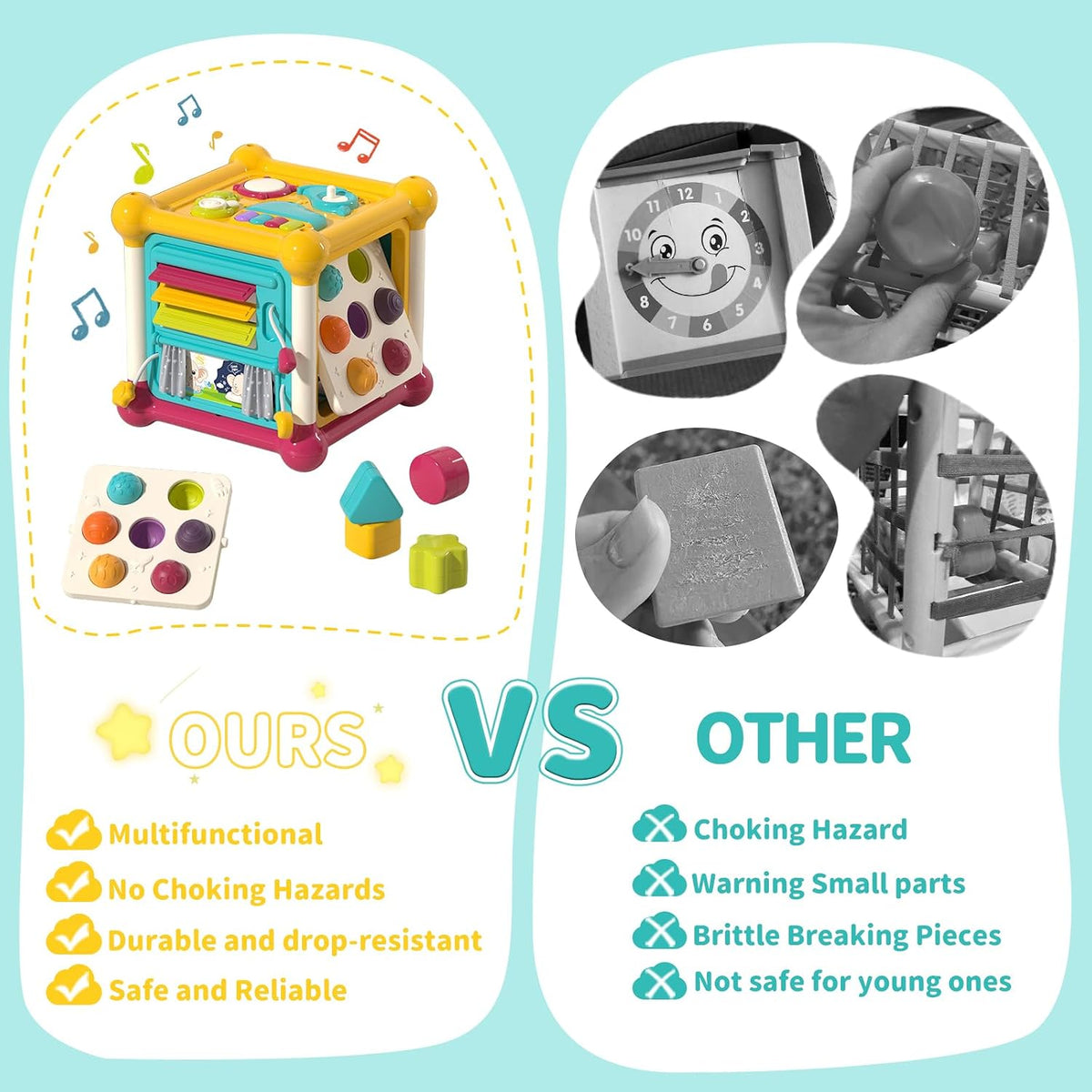 PANITU 12-in-1 baby activity cube with music, gears and pop up toys - view 4