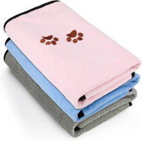Pet Dog Cat Microfiber Drying Towel Ultra Absorbent Great for Bathing - Multi-colored / 20" x 35"
