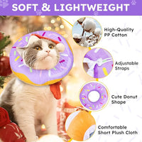 Cat Cone Collar Soft, Cat Recovery Collar for Wound Healing Cute Donut Adjustable Kitten Cones to Stop Licking Comfortable Lightweight Neck Elizabethan Collars for Kittens After Surgery