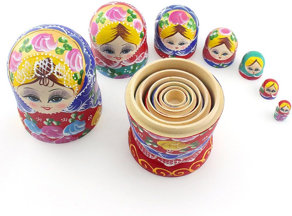 Starxing Russian Nesting Dolls Wood Matryoshka Stacking Set of 7 - Traditional - image 4