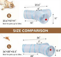 Tempcore Cat Tunnel, 3-Way Collapsible Toy for Indoor Cats - Light Grey & Blue / Large - image 2