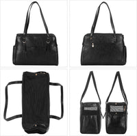 Dog Carrier Purse, Fashion Leather Pet Carrier with Pockets - Black - image 3