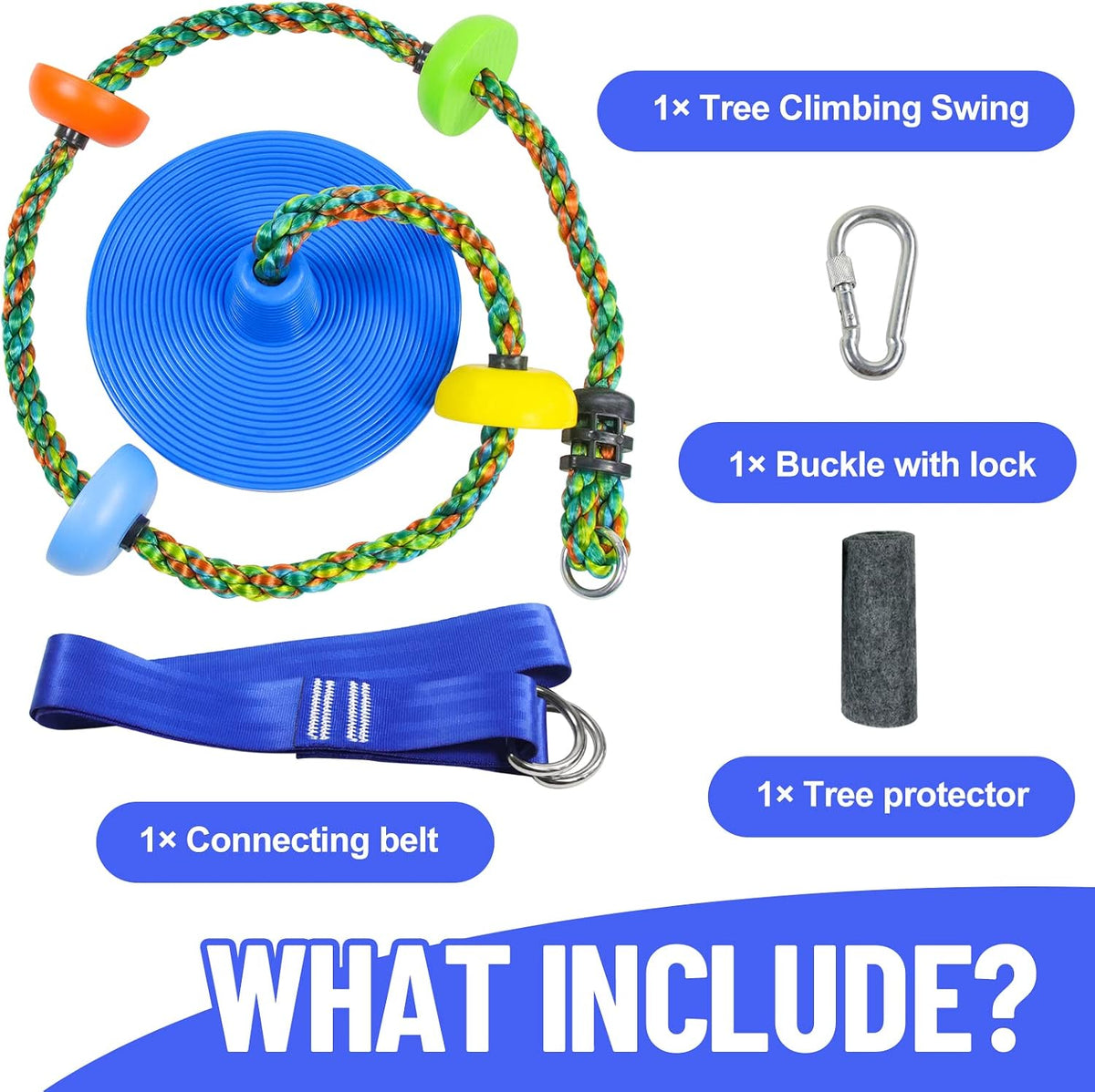 Just.smile tree swing climbing rope with platforms, disc seat and tree strap - view 10