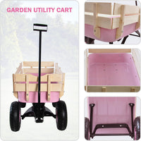 Sanch Ancha red steel and wood utility wagon with 10 inch air tires - view 4