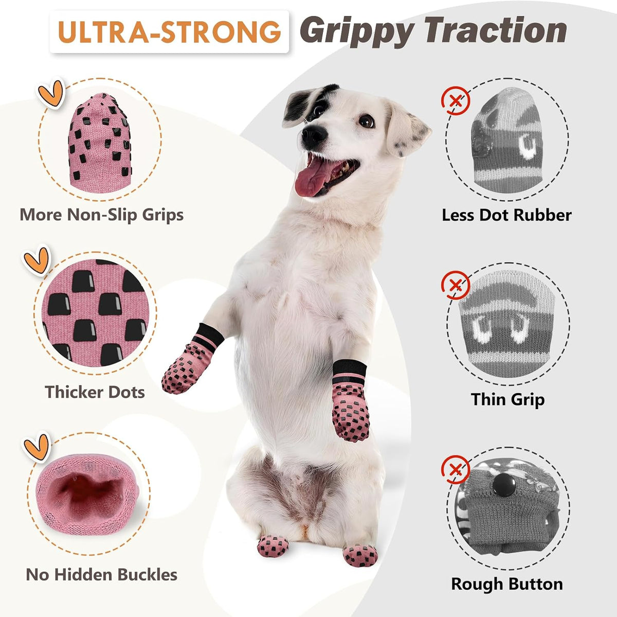 Anti-slip dog socks with rubber grips and elastic cuff in cotton blend - view 3