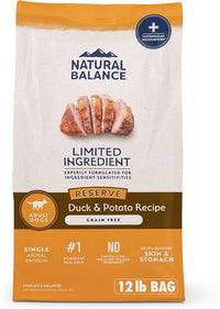 Natural Balance Limited Ingredient Adult Grain-Free Dry Dog Food, Reserve Duck & Potato Recipe, 12 Pound (Pack of 1)