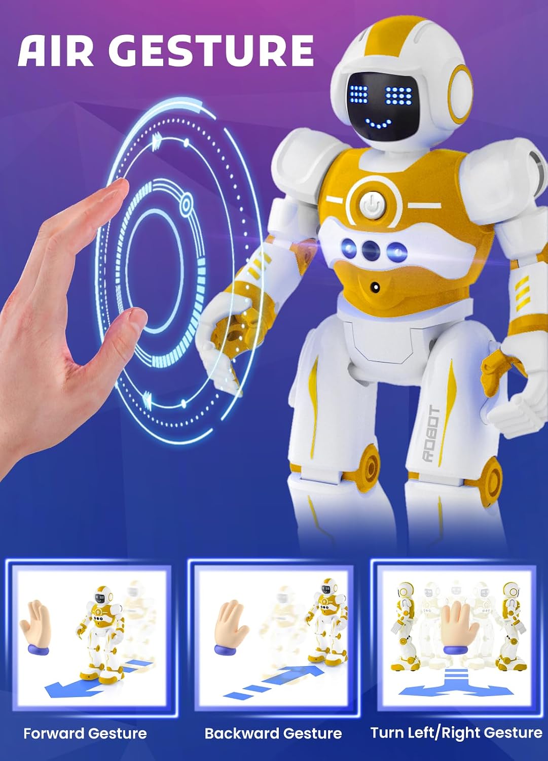 Robot Toys for Kids, Rechargeable Remote & Gesture Control Robots – Fun for Kids & Family - Yellow - image 3