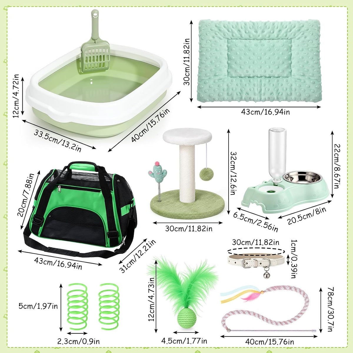 Eccliy 10 Pcs Kitten Starter Kit for Indoor - Classic / Medium / Green White - image 2