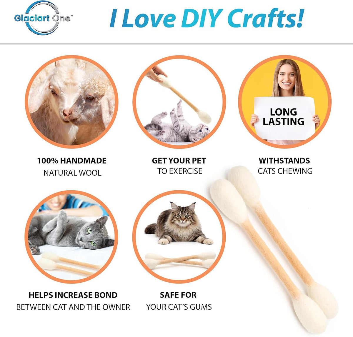 Glaciart One XXL Swabs Cat Toys with Catnip, 2 Pk - 4 Color Tips / XXL - image 2