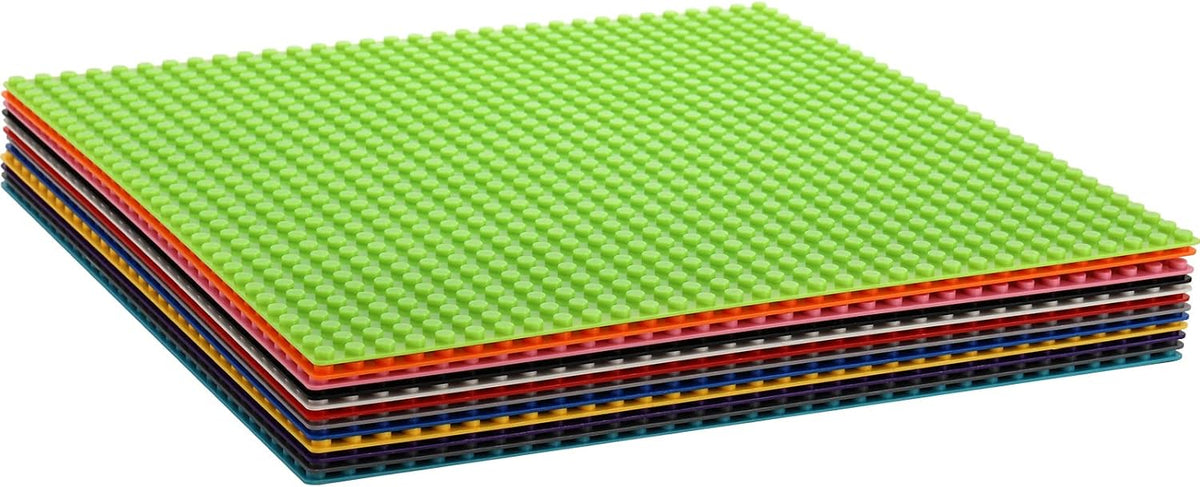 ZEAYEA 12 pack of 10 x 10 inch plastic building baseplates in twelve colors - view 3